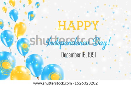 Kazakhstan Independence Day Greeting Card. Flying Balloons in Kazakhstan National Colors. Happy Independence Day Kazakhstan Vector Illustration.