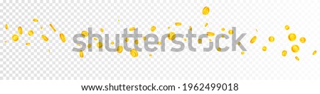 European Union Euro coins falling. Brilliant scattered EUR coins. Europe money. Popular jackpot, wealth or success concept. Vector illustration.