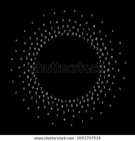 Falling numbers, big data concept. Binary white orderly flying digits. Cute futuristic banner on black background. Digital vector illustration with falling numbers.