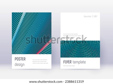 Minimalistic cover design template set. Red abstract lines on white blue background. Eminent cover design. Good-looking catalog, poster, book template etc.