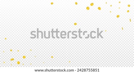 British pound coins falling. Scattered gold GBP coins.  United Kingdom money. Great business success concept. Wide vector illustration.