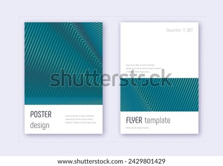 Minimalistic cover design template set. Red white blue abstract lines on dark background. Eminent cover design. Perfect catalog, poster, book template etc.