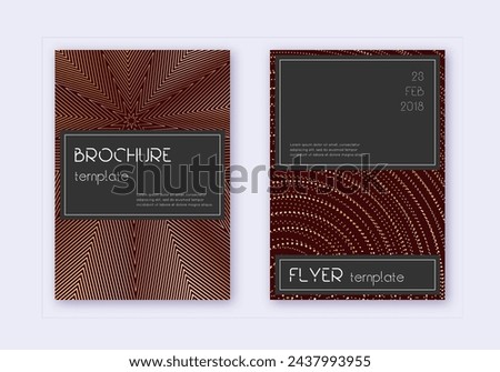Black cover design template set. Gold abstract lines on maroon background. Alluring cover design. Charming catalog, poster, book template etc.