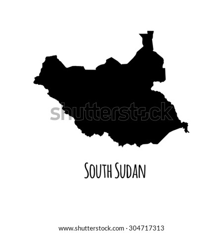 South Sudan vector map black outline map with caption on white background. 