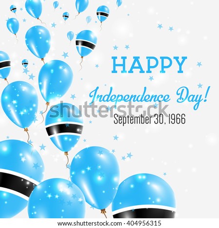 Botswana Independence Day Greeting Card. Flying Balloons in Motswana National Colors. Happy Independence Day Botswana Vector Illustration.