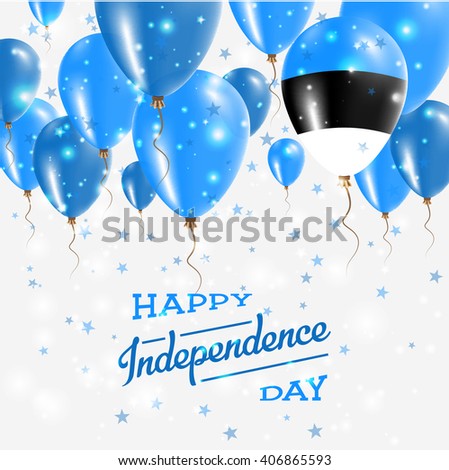 Estonia Vector Patriotic Poster. Independence Day Placard with Bright Colorful Balloons of Country National Colors. Estonia Independence Day Celebration.