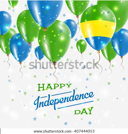 Gabon Vector Patriotic Poster. Independence Day Placard with Bright Colorful Balloons of Country National Colors. Gabon Independence Day Celebration.