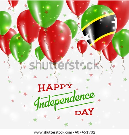 Saint Kitts And Nevis Independence Day Celebration Balloons. Flying Rubber Celebration Balloons in Colors of the Saint Kitts And Nevis National Flag.