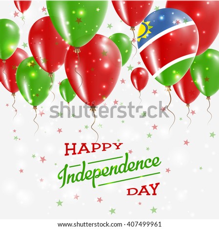 Namibia Vector Patriotic Poster. Independence Day Placard with Bright Colorful Balloons of Country National Colors. Namibia Independence Day Celebration.
