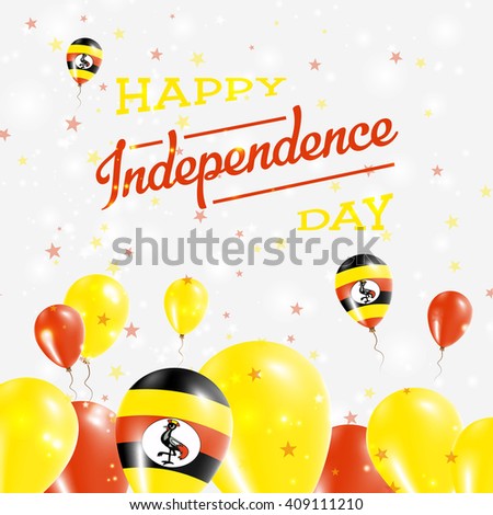 Uganda Independence Day Patriotic Design. Balloons in Ugandan National Colors. Happy Independence Day Uganda Vector Greeting Card.