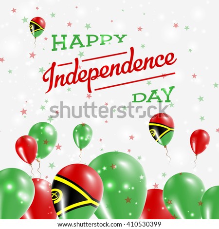 Vanuatu Independence Day Patriotic Design. Balloons in Ni-Vanuatu National Colors. Happy Independence Day Vanuatu Vector Greeting Card.