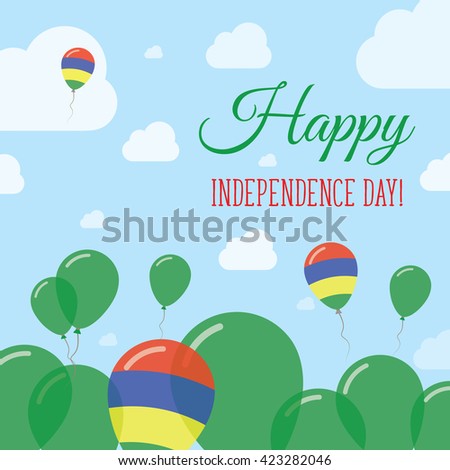 Mauritius Independence Day Flat Patriotic Design. Mauritian Flag Balloons. Happy National Day Mauritius Vector Patriotic Design. Celebration Balloons Patriotic Design.