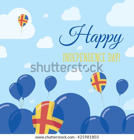 Aland Islands Independence Day Flat Patriotic Design. Swedish Flag Balloons. Happy National Day Aland Islands Vector Patriotic Design. Celebration Balloons Patriotic Design.