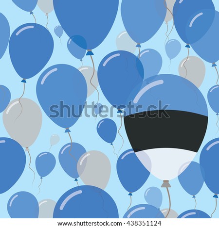 Estonia National Day Flat Seamless Pattern. Flying Celebration Balloons in Colors of Estonian Flag. Estonia Patriotic Background with Celebration Balloons.