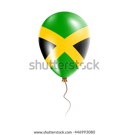 Jamaica balloon with flag. Bright Air Ballon in the Country National Colors. Country Flag Rubber Balloon. Vector Illustration.