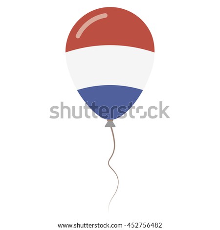 Bonaire, Sint Eustatius and Saba national colors isolated baloon on white background. Independence day patriotic poster. Flat style flag balloon. National day vector illustration.