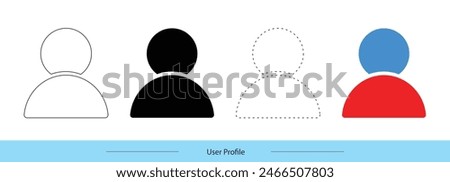 user Profile Interface vector icon with dash stock fill avatar illustration set