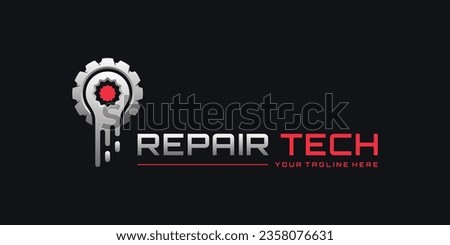 Abstrac repair logo design with gear and wrench mechanic design vector