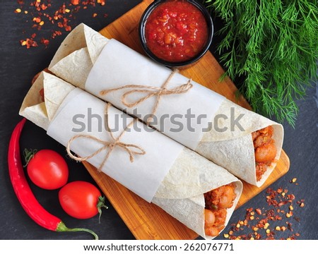 Burrito with minced meat and red beans