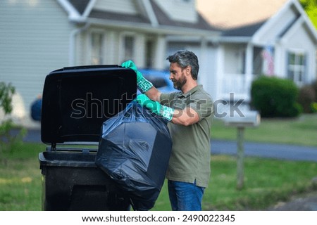 Image, Stock Photo Man throws trash in trash can