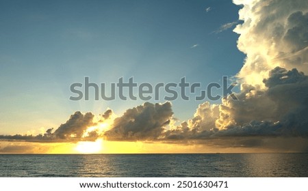 Similar – Image, Stock Photo Cloudy sky over calm lake and mountains