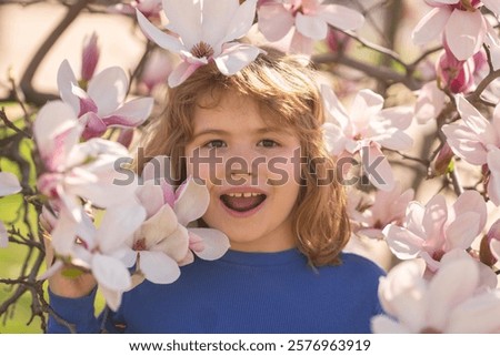 Similar – Image, Stock Photo Easter walk under blooming mirabelle plum blossoms