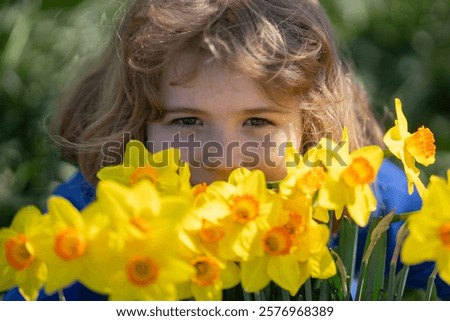 Similar – Image, Stock Photo Easter walk under blooming mirabelle plum blossoms