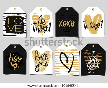 Handwritten Lettering Doodles And Hearts In Black Gold