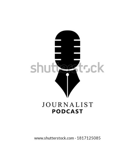 Mic Pen Microphone Conference Podcast Radio Logo Design