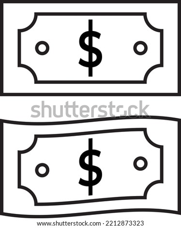 dollar bill banknote icon set,