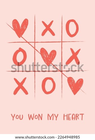 Valentine’s Day Card Tic Tac Toe Game With Hearts And 