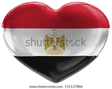 The Egyptian Flag Painted On 3d Heart Symbol On White Background Stock ...
