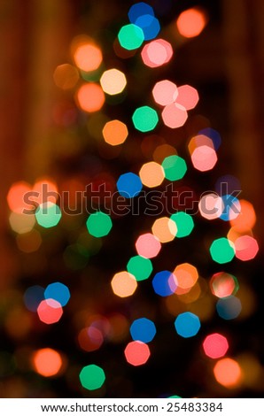 Christmas tree with multicolored circles on it