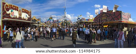 MUNICH, GERMANY - OCT 3: amusement hut at world biggest beer festival \