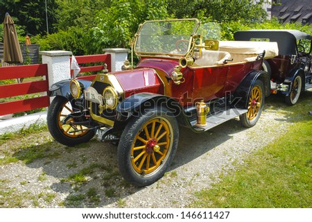 LANDSBERG, GERMANY - JULY 12: Oldtimer rallye for at least 80 years old antique cars withBuick B 25, built at year 1914, photo taken on July 12, 2013 in Landsberg, Germany