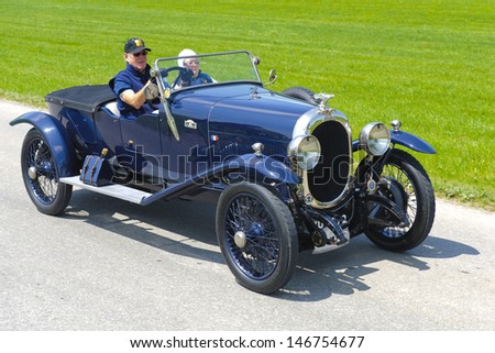 LANDSBERG, GERMANY - JULY 12: Oldtimer rallye for at least 80 years old antique cars with Chenard et Walcker T3, built at year 1924, photo taken on July 12, 2013 in Landsberg, Germany