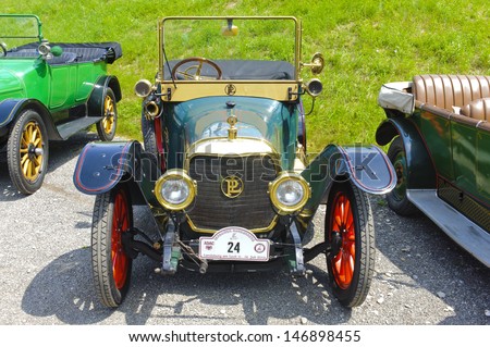 LANDSBERG, GERMANY - JULY 13: Oldtimer rallye for at least 80 years old antique cars with Panhard & Levassor X19, built at year 1913, photo taken on July 13, 2013 in Landsberg, Germany