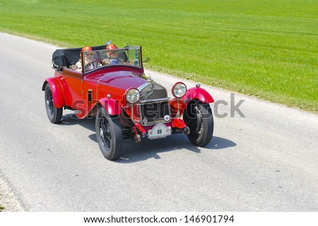 LANDSBERG, GERMANY - JULY 12: Oldtimer rallye for at least 80 years old antique cars with Alfa Romeo C 1750 SS, built at year 1929, photo taken on July 12, 2013 in Landsberg, Germany