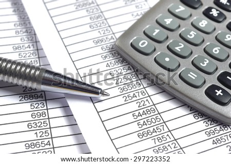 finance business calculation with table sheet and calculator