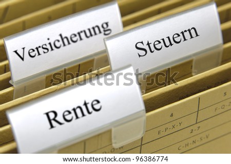 paper boxes in office for old-age rent, tax and insurance