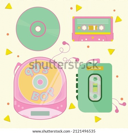 90s Nineties Portable Music Players Cassette Player CD Compact Disc Diskman Walkman Portable CD Player Portable Cassette Player Y2K 00s Kaybug Retro Futurism