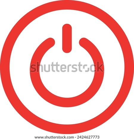 Power switch icon. Start and shutdown computer button. Red symbol off and on. Sign switch for design prints. Line circle pictogram. Silhouette Round energy signs. Vector illustration
