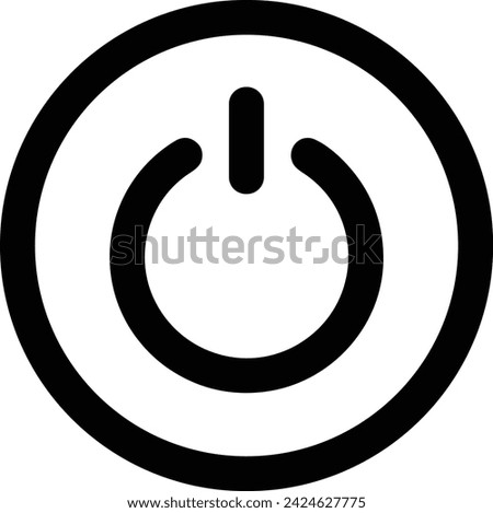 Power switch icon. Start and shutdown computer button. Black symbol off and on. Sign switch for design prints. Line circle pictogram. Silhouette Round energy signs. Vector illustration