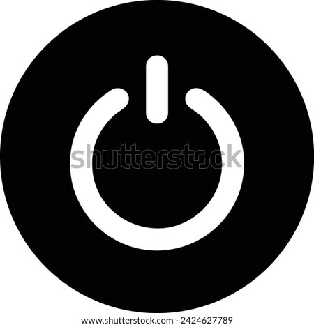 Power switch icon. Start and shutdown computer button. Black symbol off and on. Sign switch for design prints. Flat circle pictogram. Silhouette Round energy signs. Vector illustration
