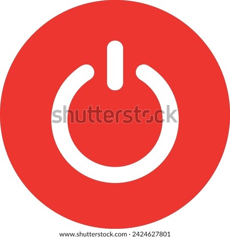 Power switch icon. Start and shutdown computer button. Red symbol off and on. Sign switch for design prints. Flat circle pictogram. Silhouette Round energy signs. Vector illustration