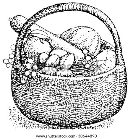 Food Basket Hand Draw Stock Vector Illustration 30644890 : Shutterstock