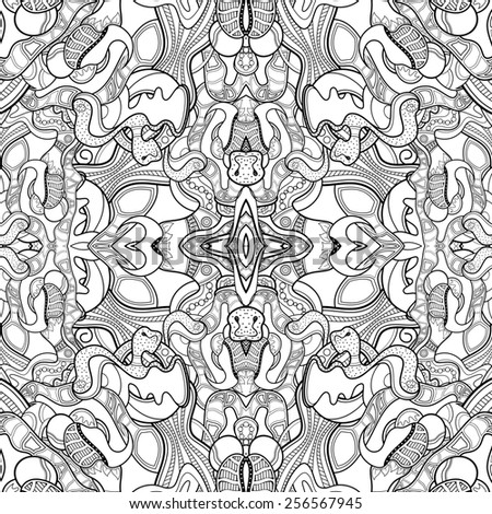 Seamless Monochrome Abstract Pattern. Hand Drawn Texture