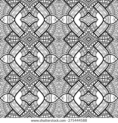 Seamless Monochrome Abstract Pattern. Hand Drawn Texture