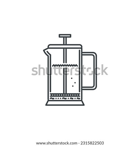 French, press. tea, cafe, kettle icon, vector illustration