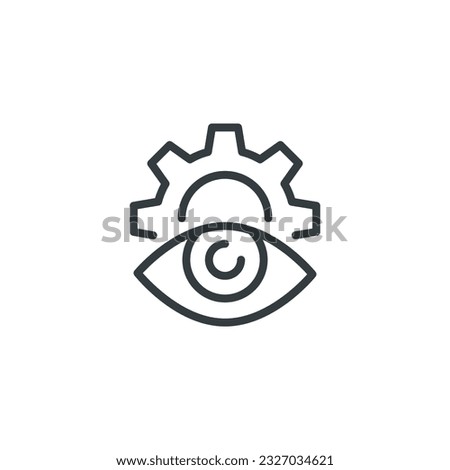 Eye cog gear creative icon, vector illustration
